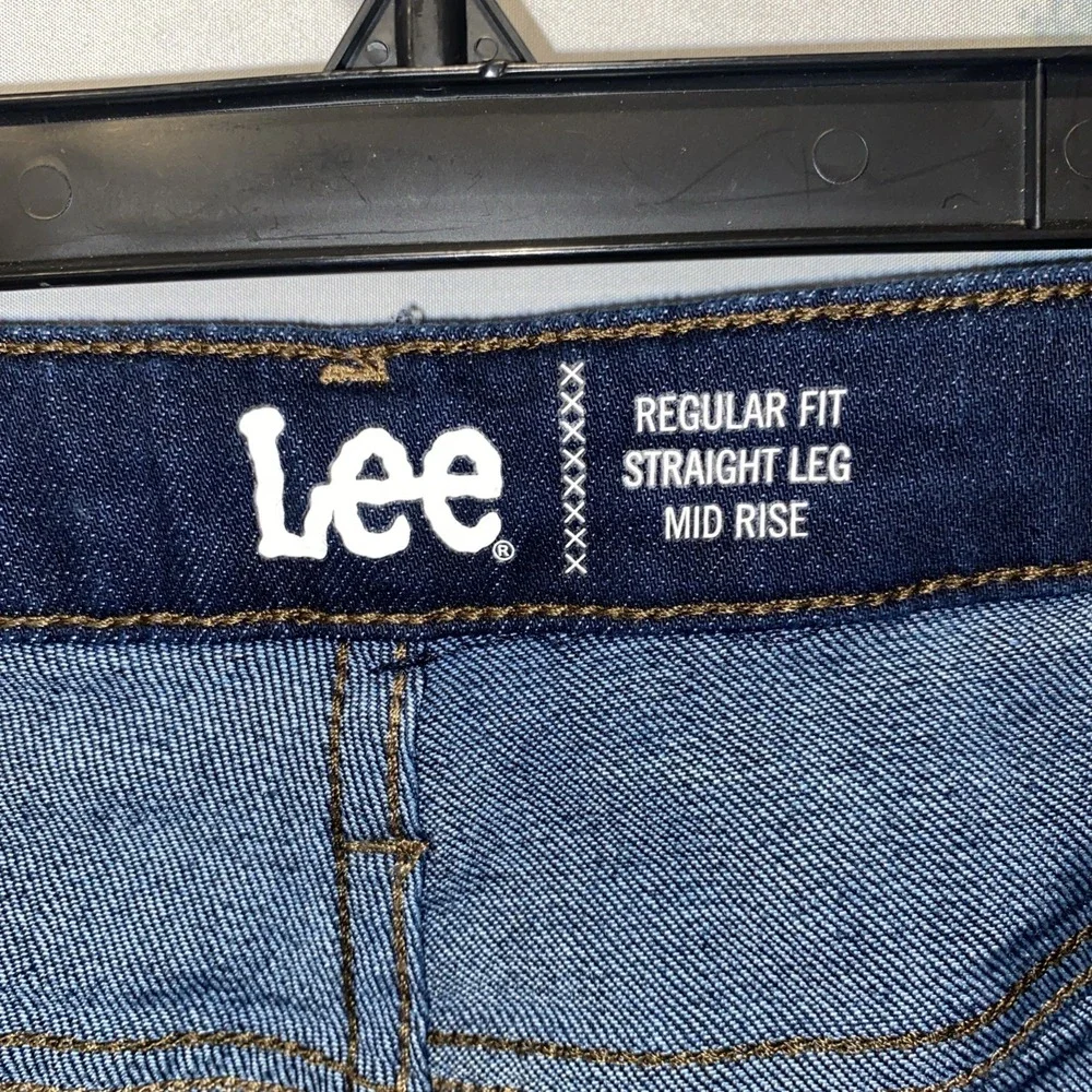 Lee Womens Regular Straight Leg Mid Rise Dark Wash Jeans Size 14M
